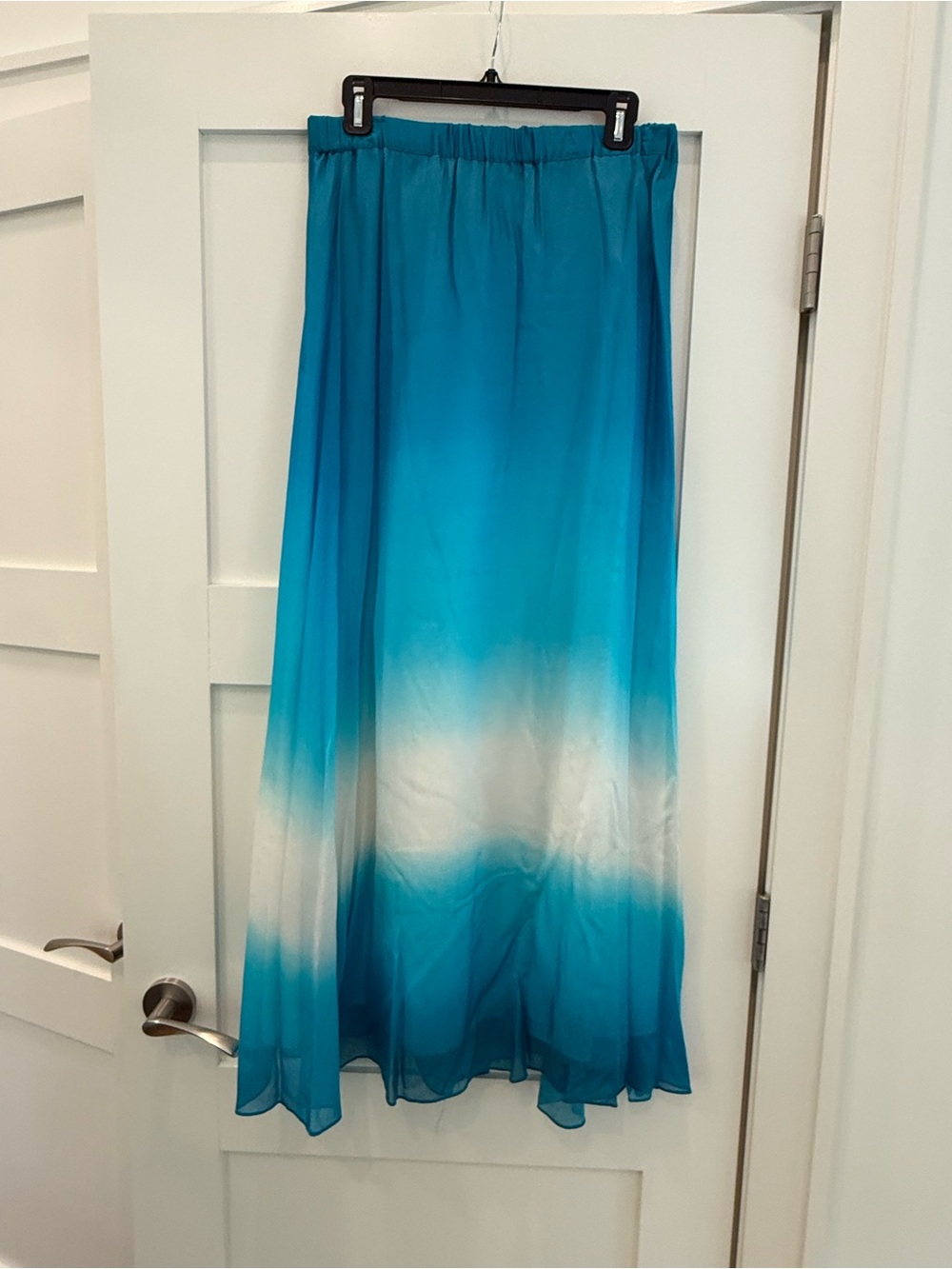 White House Black Market Teal to White Ombre Maxi Skirt